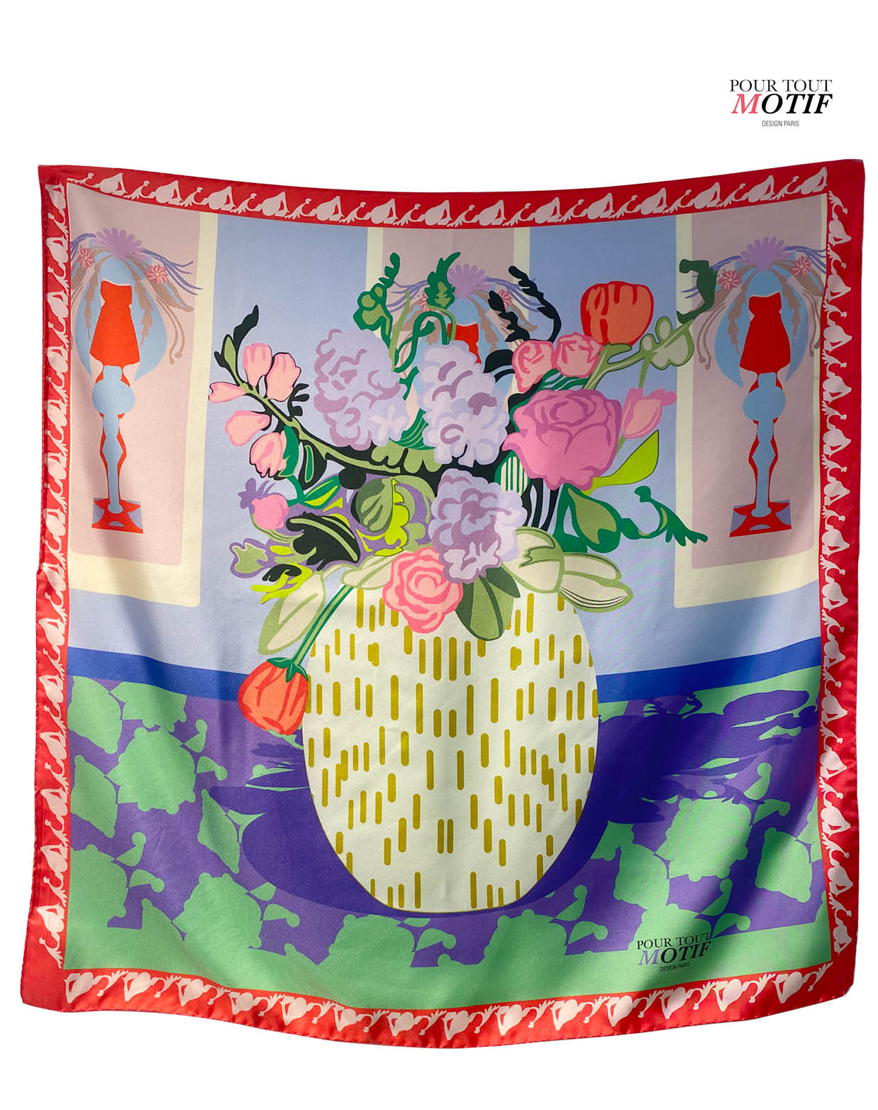 carré de soie Bouquet Lilas présentation du motif