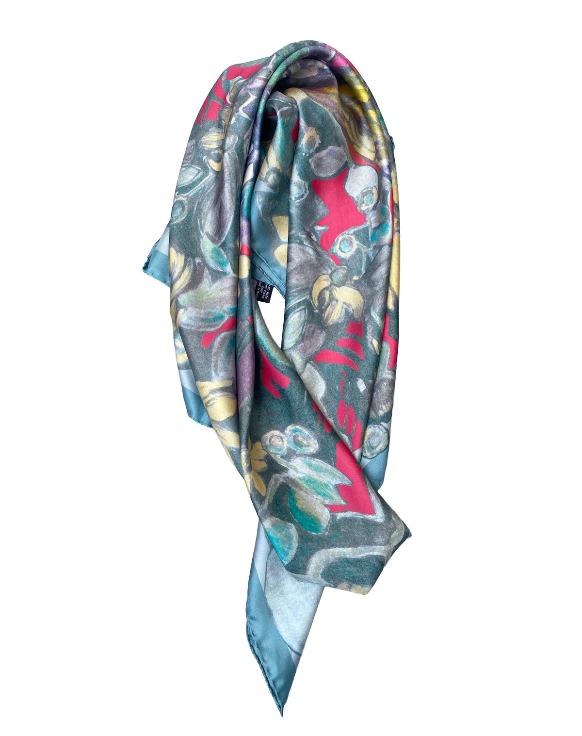 Foulard carré en soie 90cm "Paysage Perroquet"