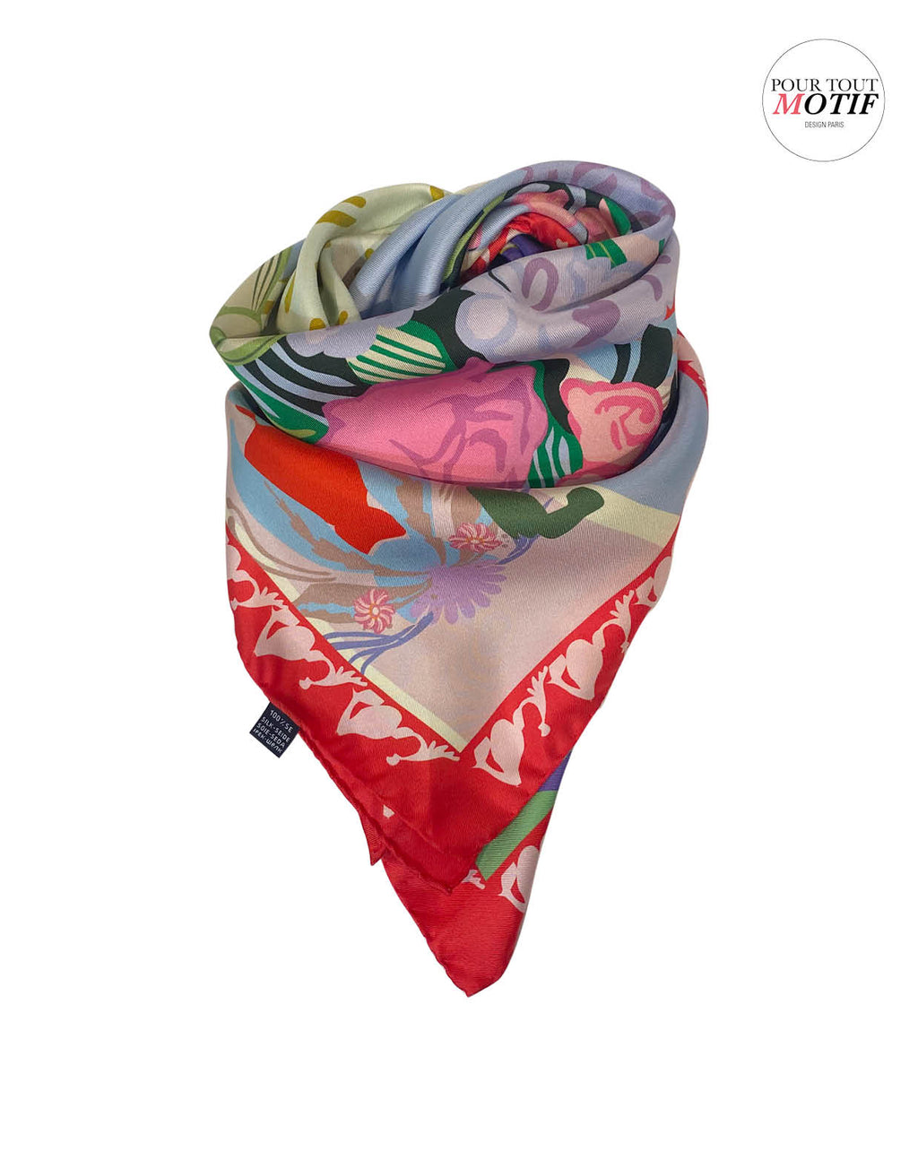  foulard soie Bouquet Lilas sur fond pastel