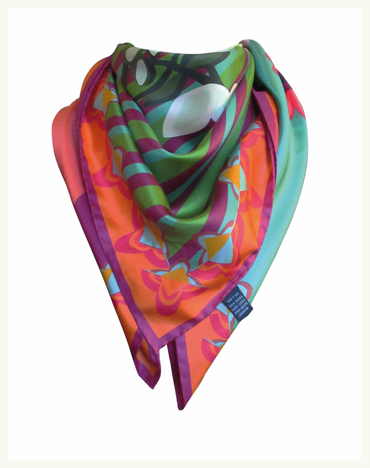 carré de soie 90cm, coloré créateur, Paris