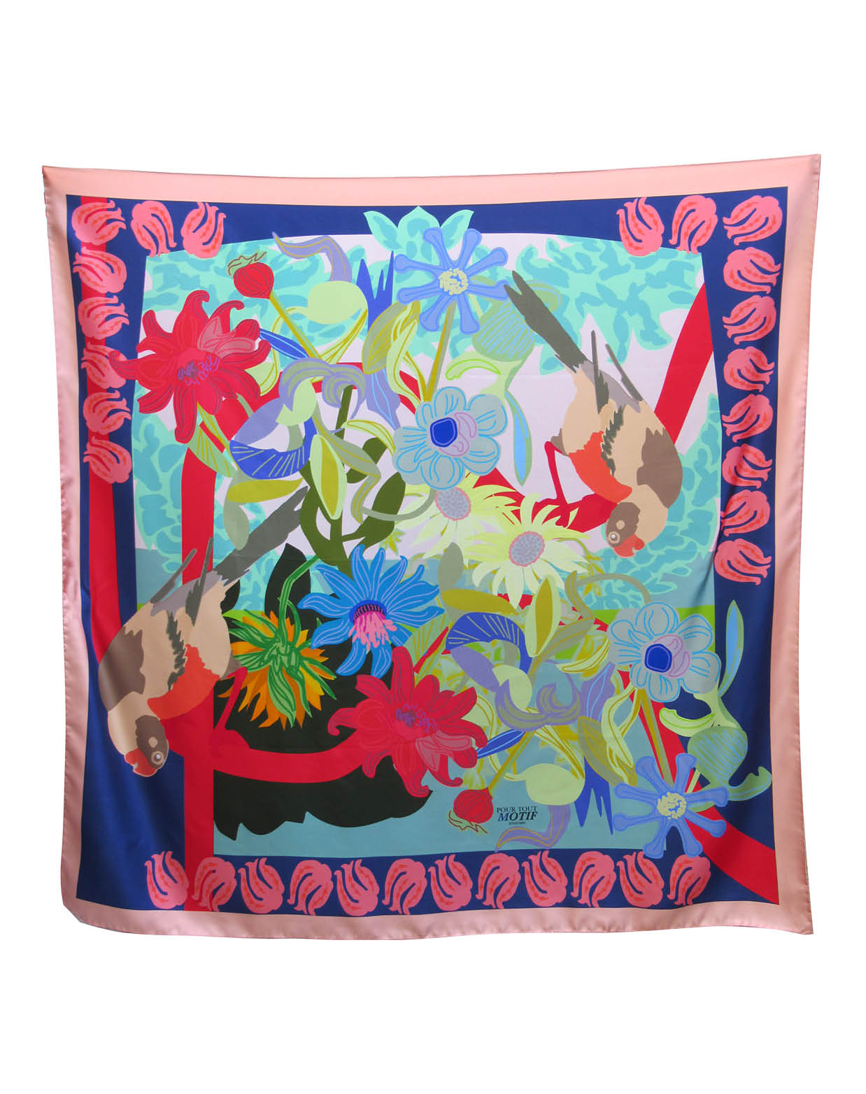 Foulard "Perroquet" en soie 110cm