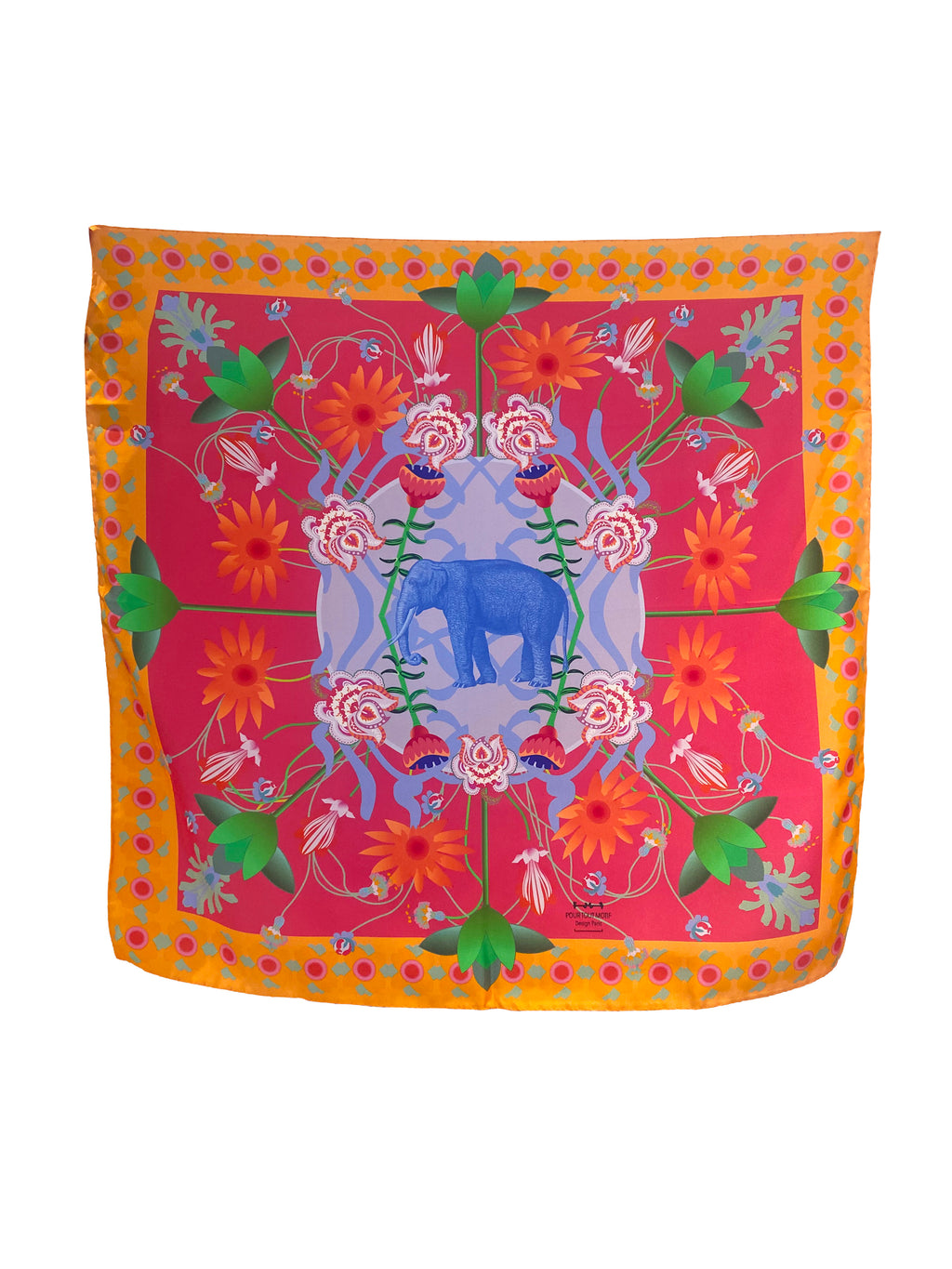 Foulard en soie "Eléphant" 68cm