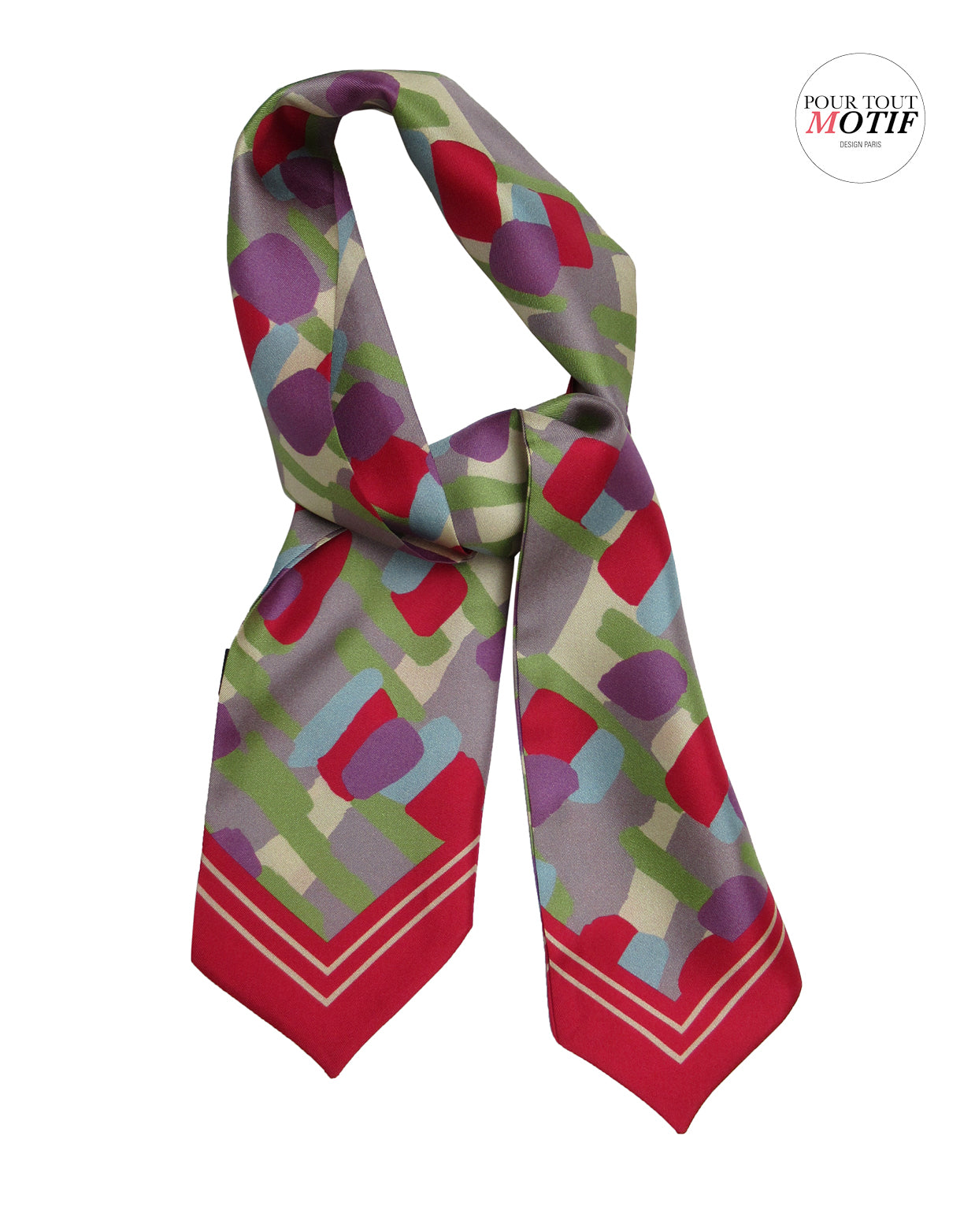 cravate soie longueur 90cm rouge et verte