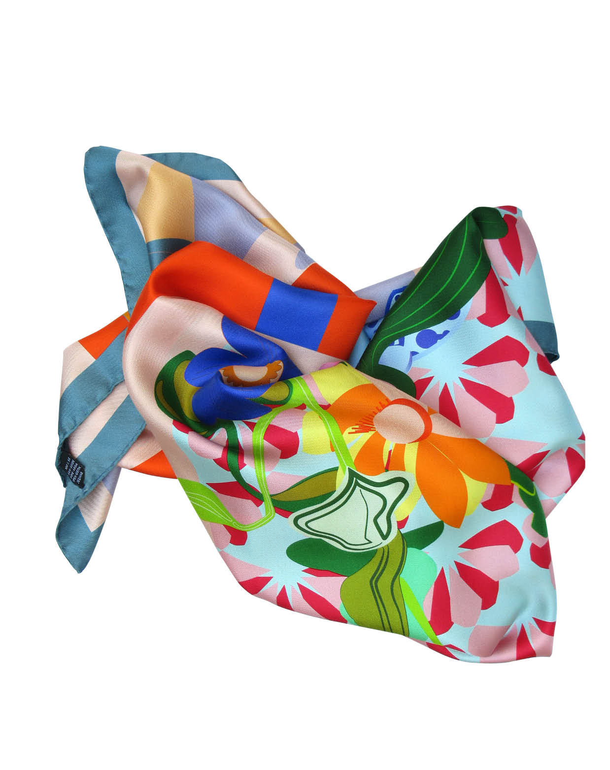Foulard en soie 90cm, "Bouquet Paysage"