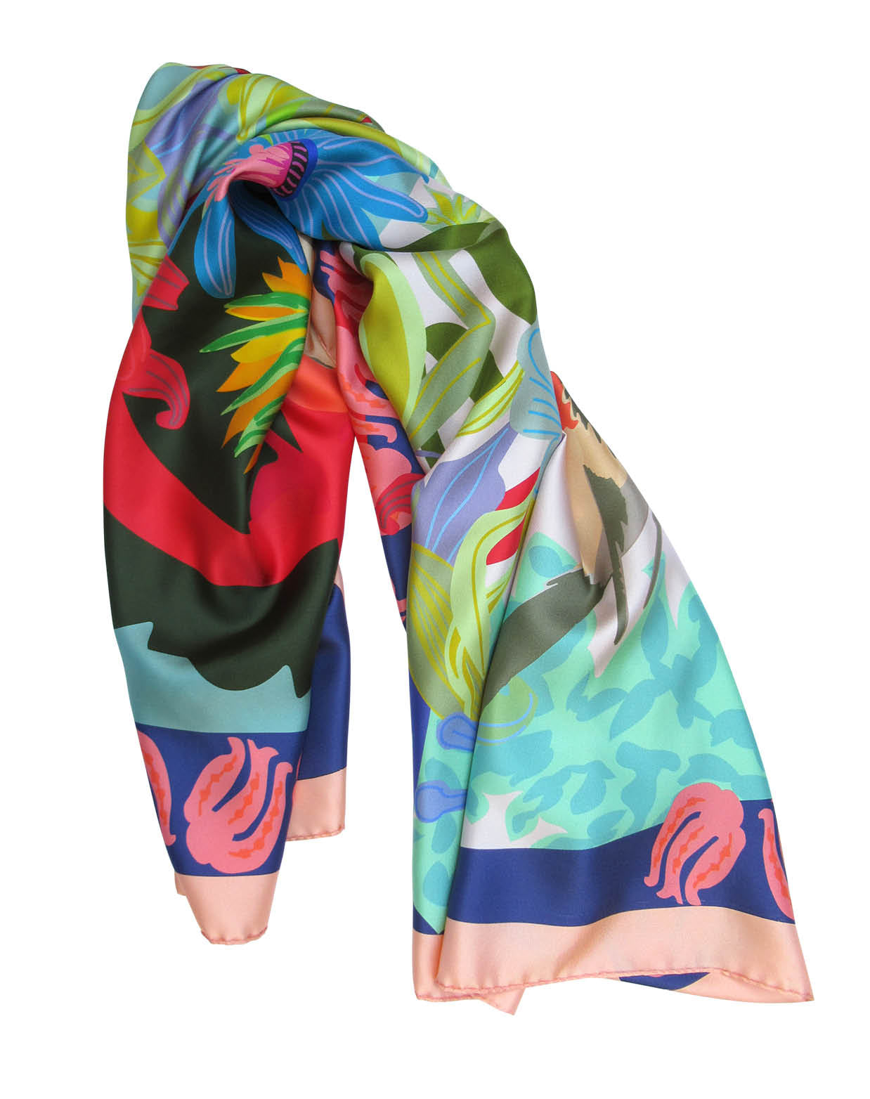 Foulard "Perroquet" en soie 110cm