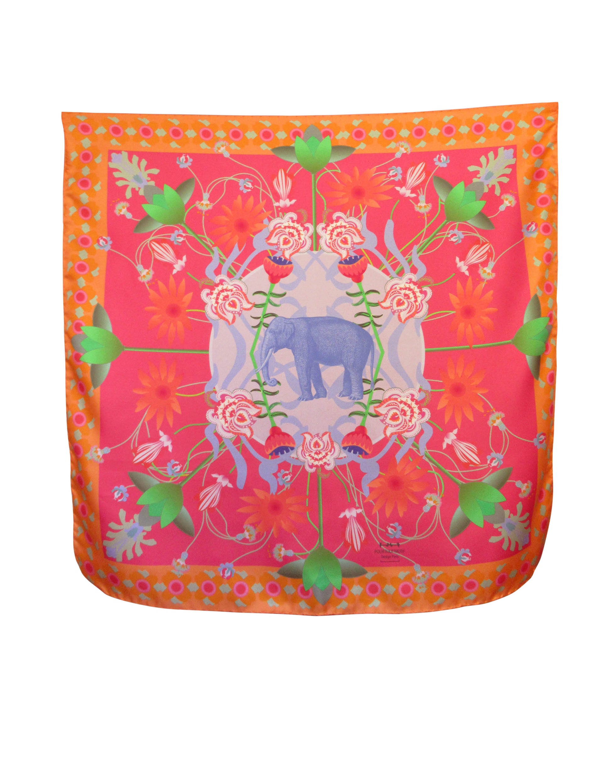 Foulard en soie "Eléphant" 68cm
