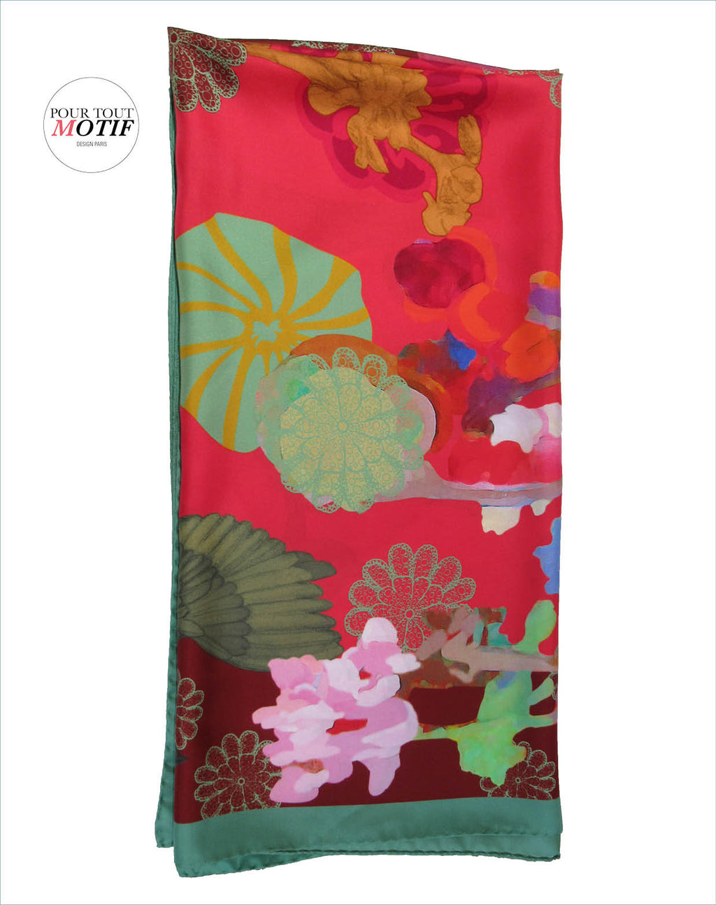 foulard rouge en soie 110cm