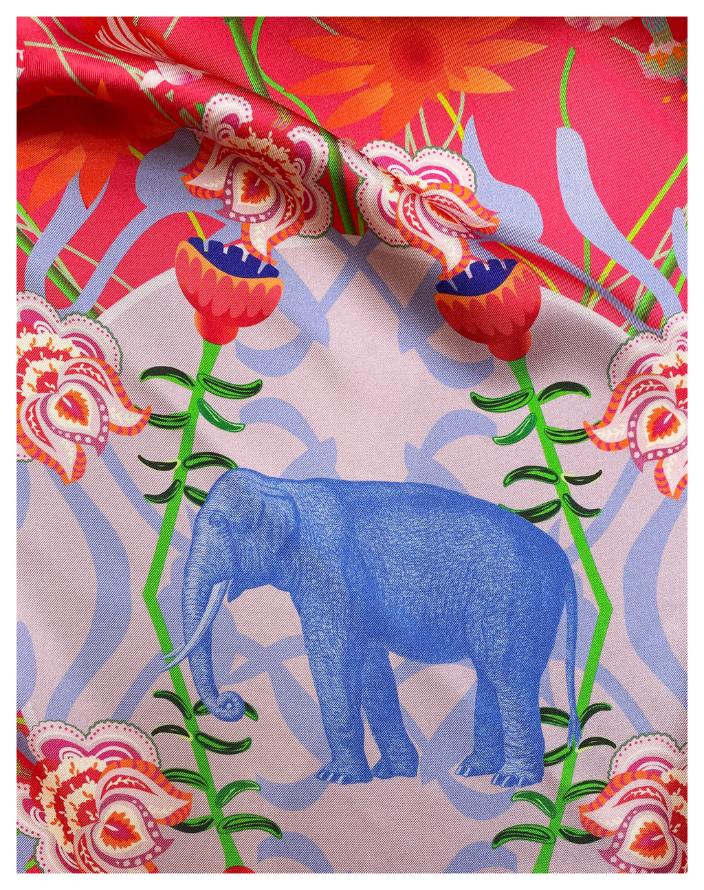 Foulard en soie "Eléphant" 68cm