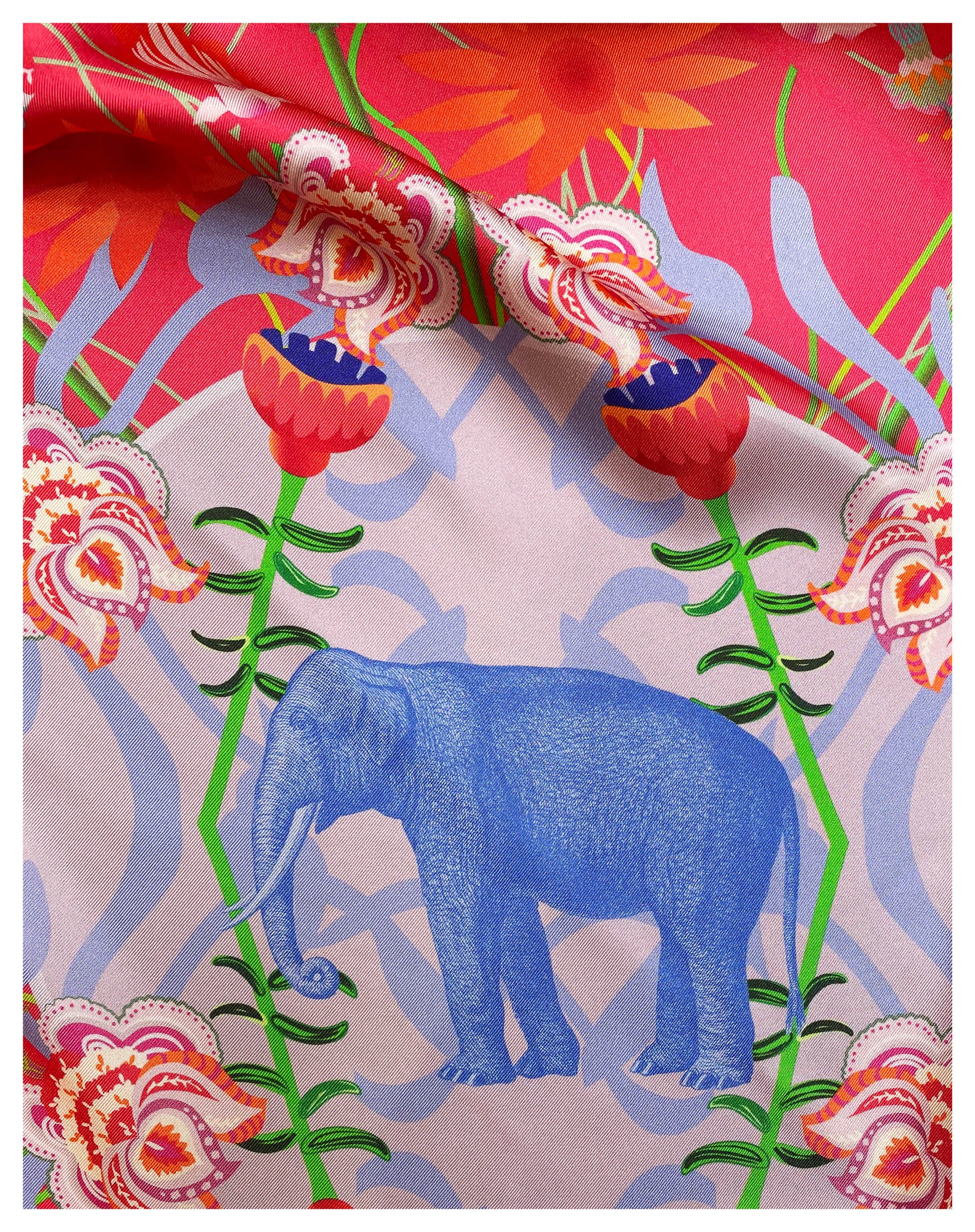 Foulard en soie "Eléphant" 68cm