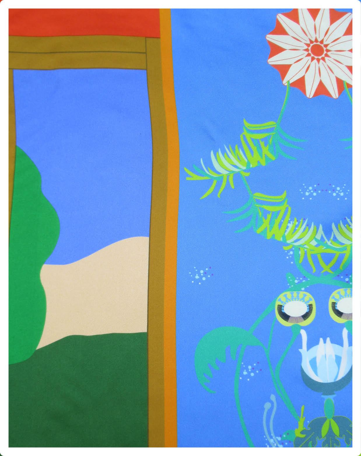Foulard en soie 90cm, "Bouquet Paysage"