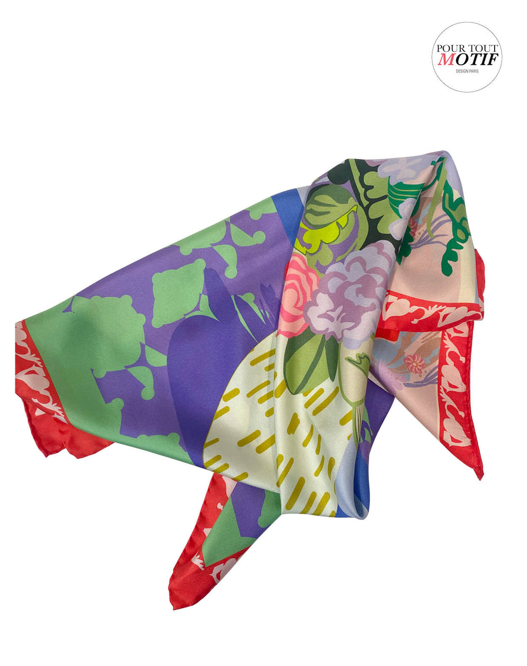 Foulard en soie 70cm bordure rouge