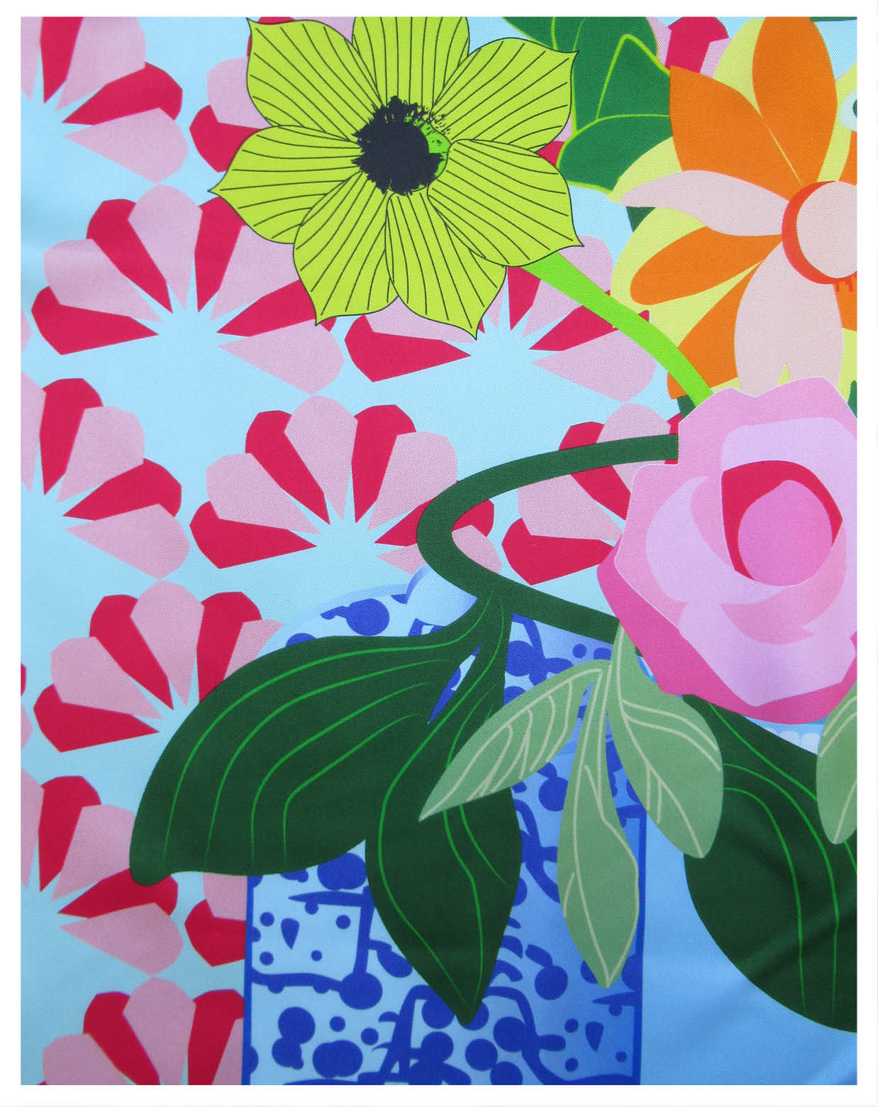 Foulard en soie 90cm, "Bouquet Paysage"